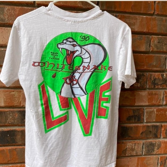 Vintage 90s Whitesnack Live Slip Of The Tongue Concert Tour T-Shirt Band Size M - Picture 2 of 4